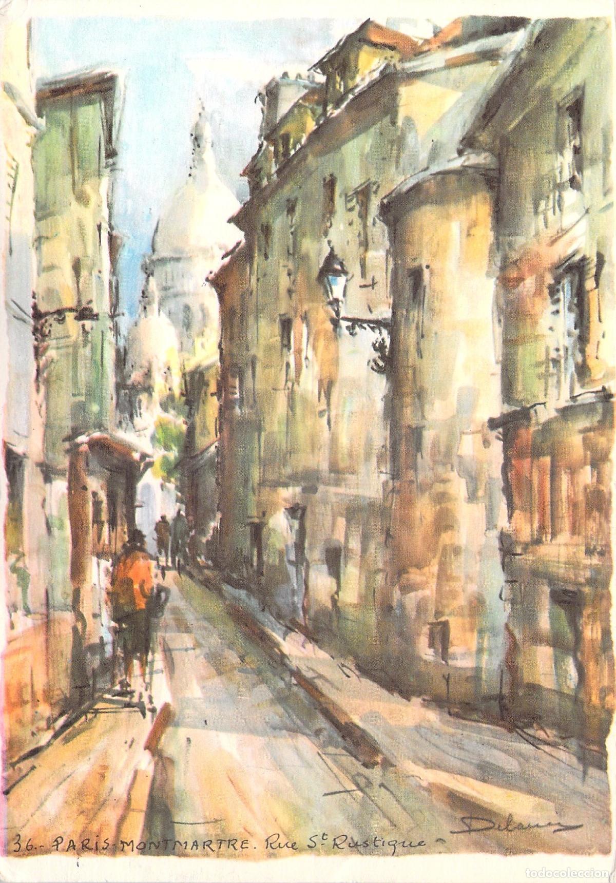 Cartoline: Postal Art&iacute;stica de Par&iacute;s Montmartre Rue Saint-Rustique