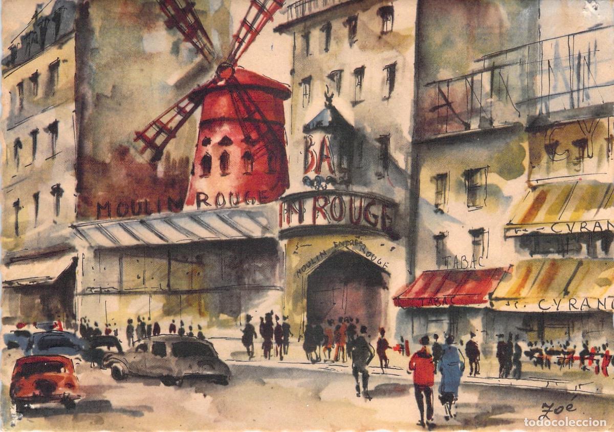 Cartoline: Postal Art&iacute;stica de Par&iacute;s, Pigalle y el Moulin Rouge de Zo&eacute;