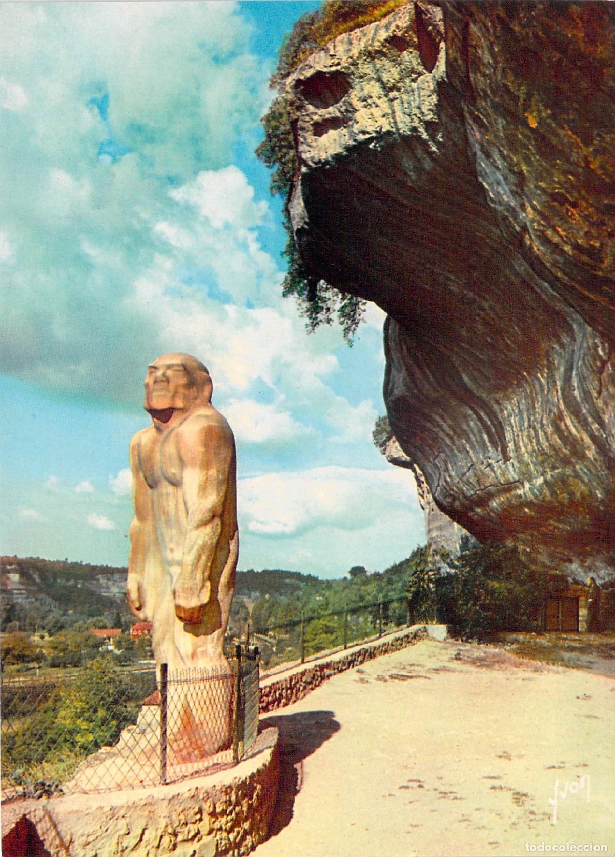 Postales: Postal Estatua de Cro-Magnon en Les Eyzies-de-Tayac Francia