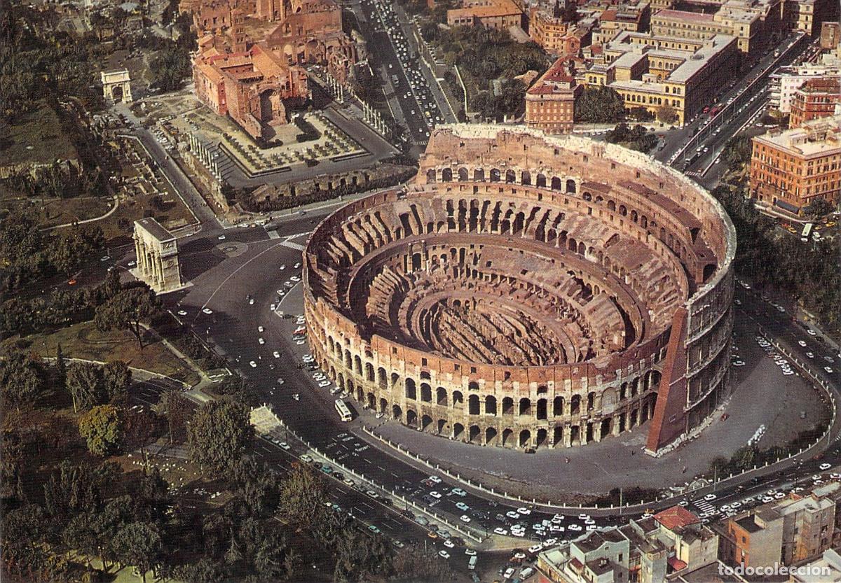 Postales: Postal de Roma con Vista A&eacute;rea del Coliseo