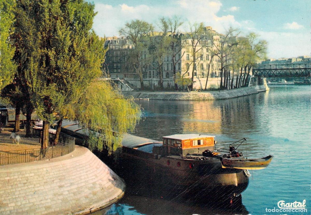 Cartoline: Postal de Par&iacute;s Pointe de l'&Icirc;le Saint-Louis con Barco en el Sena