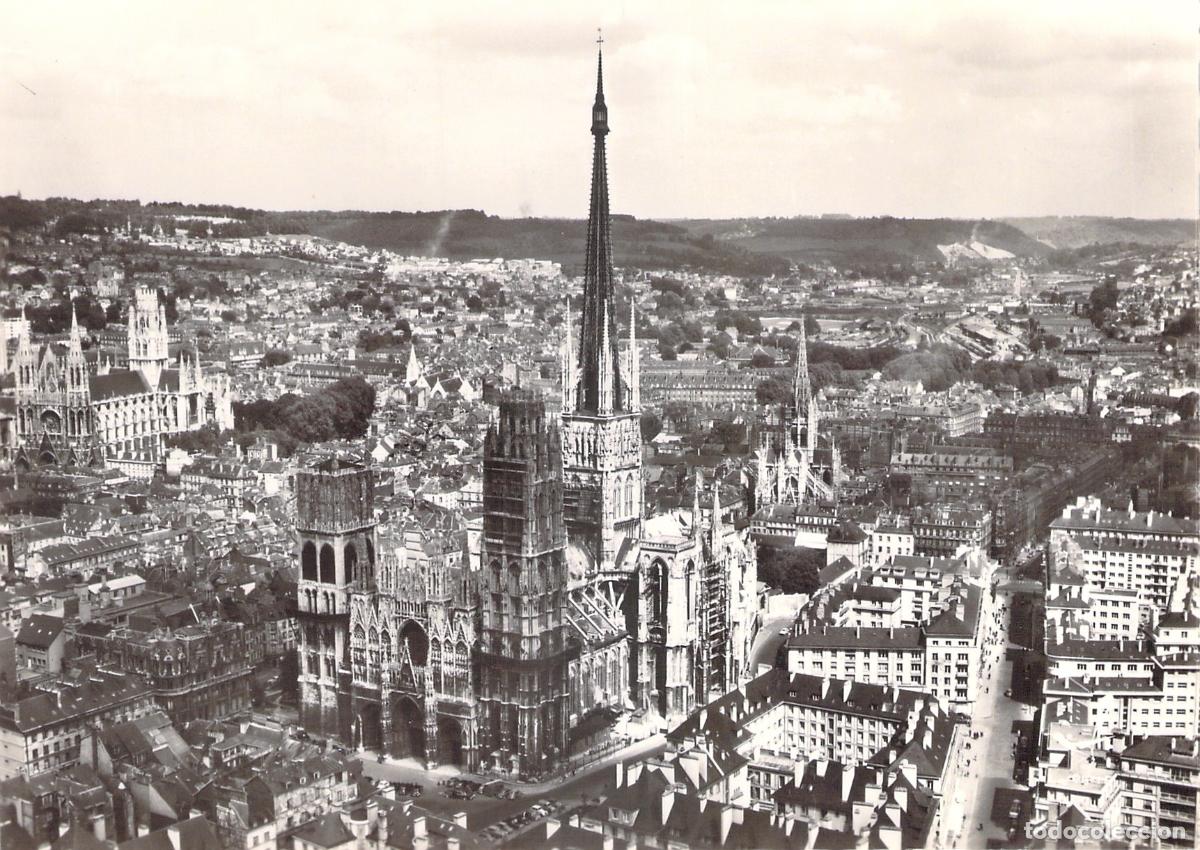 Postkarten: Postal A&eacute;rea de Rouen Vista de la Catedral e Iglesias Francia