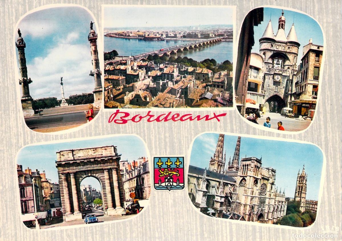 Postales: Postal Multivista de Burdeos con Monumentos Hist&oacute;ricos de Francia