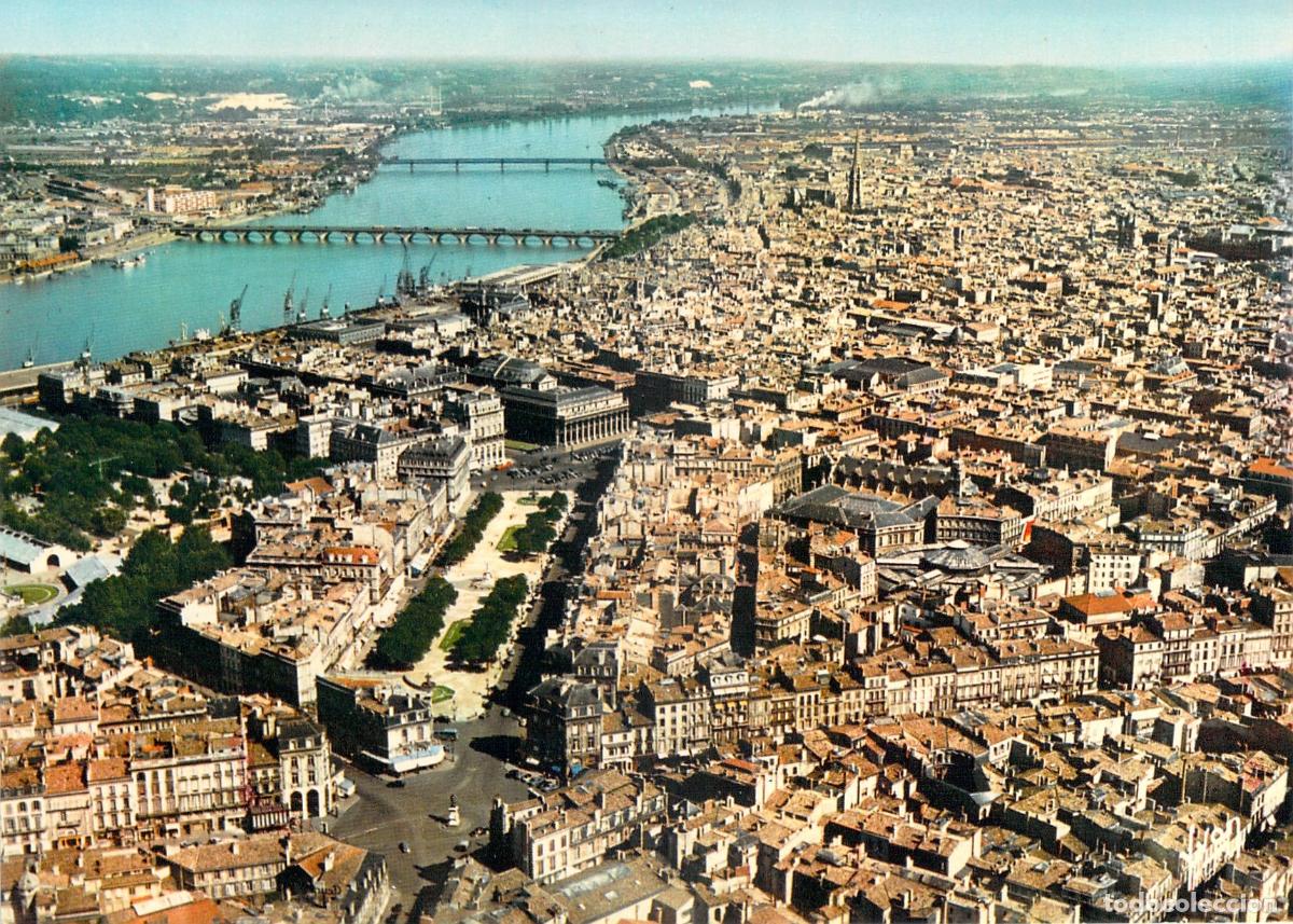 Postales: Postal de Burdeos Vista A&eacute;rea y el R&iacute;o Garona Francia