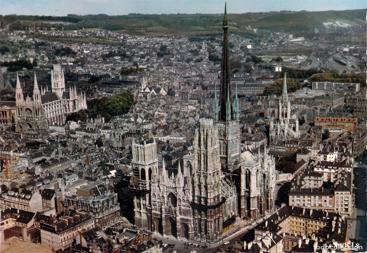 Postales: Postal de Vista A&eacute;rea de Rouen: Catedral, St-Maclou y St-Ouen