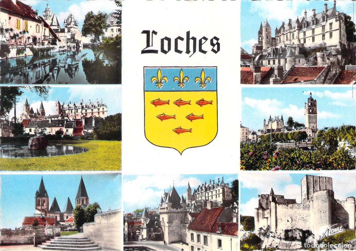 Postkarten: Postal Multivistas de Loches con Escudo de Armas y Castillo