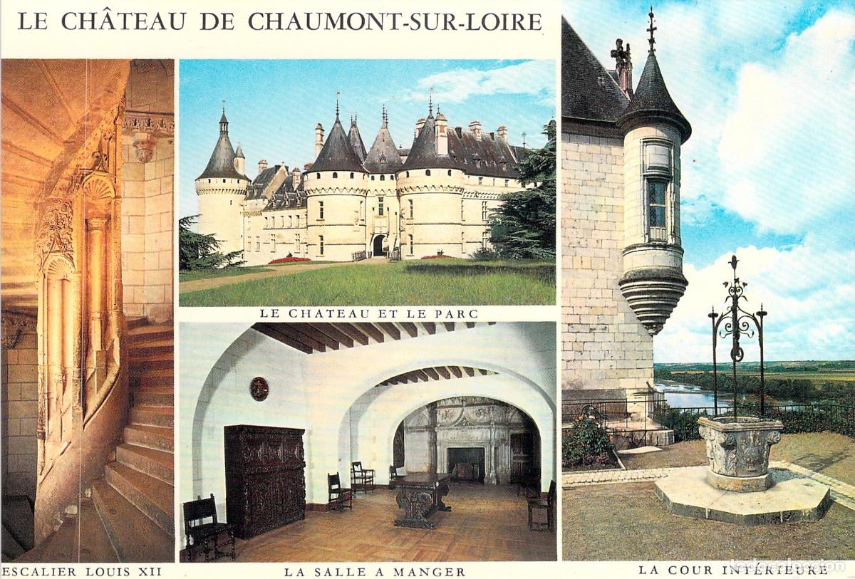 Postales: Postal Multivista del Castillo de Chaumont-sur-Loire en Francia
