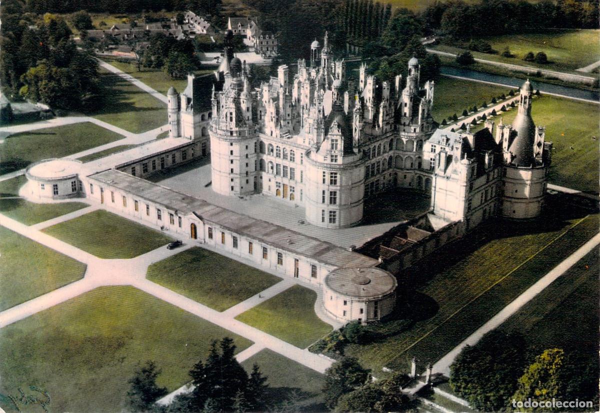 Postais: Postal Castillo de Chambord Vista A&eacute;rea Fachada Sur Francia