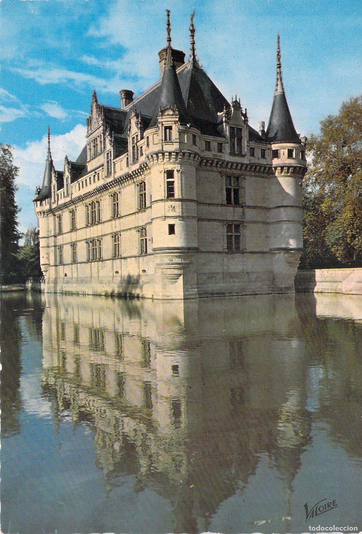 Postais: Postal Castillo de Azay-le-Rideau y su Reflejo en el R&iacute;o Indre