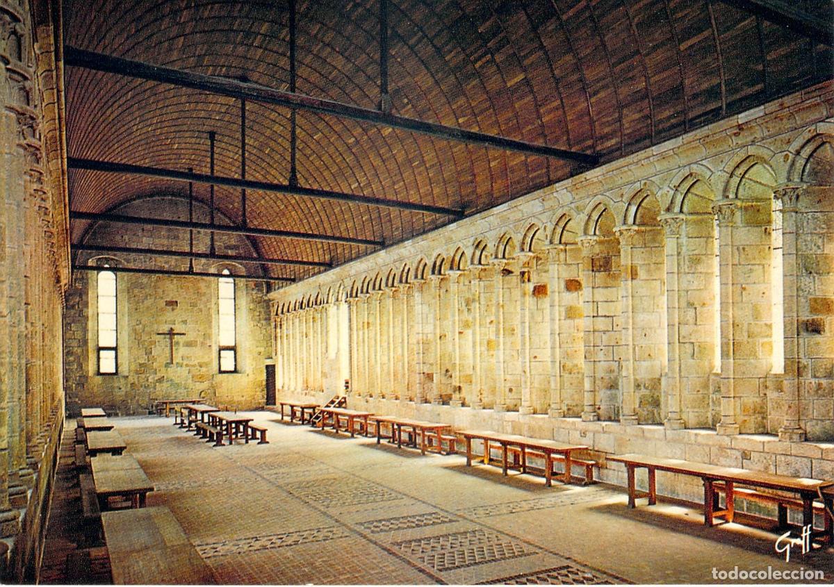 Postais: Postal de la Abad&iacute;a del Mont Saint-Michel: Refectorio de los Monjes