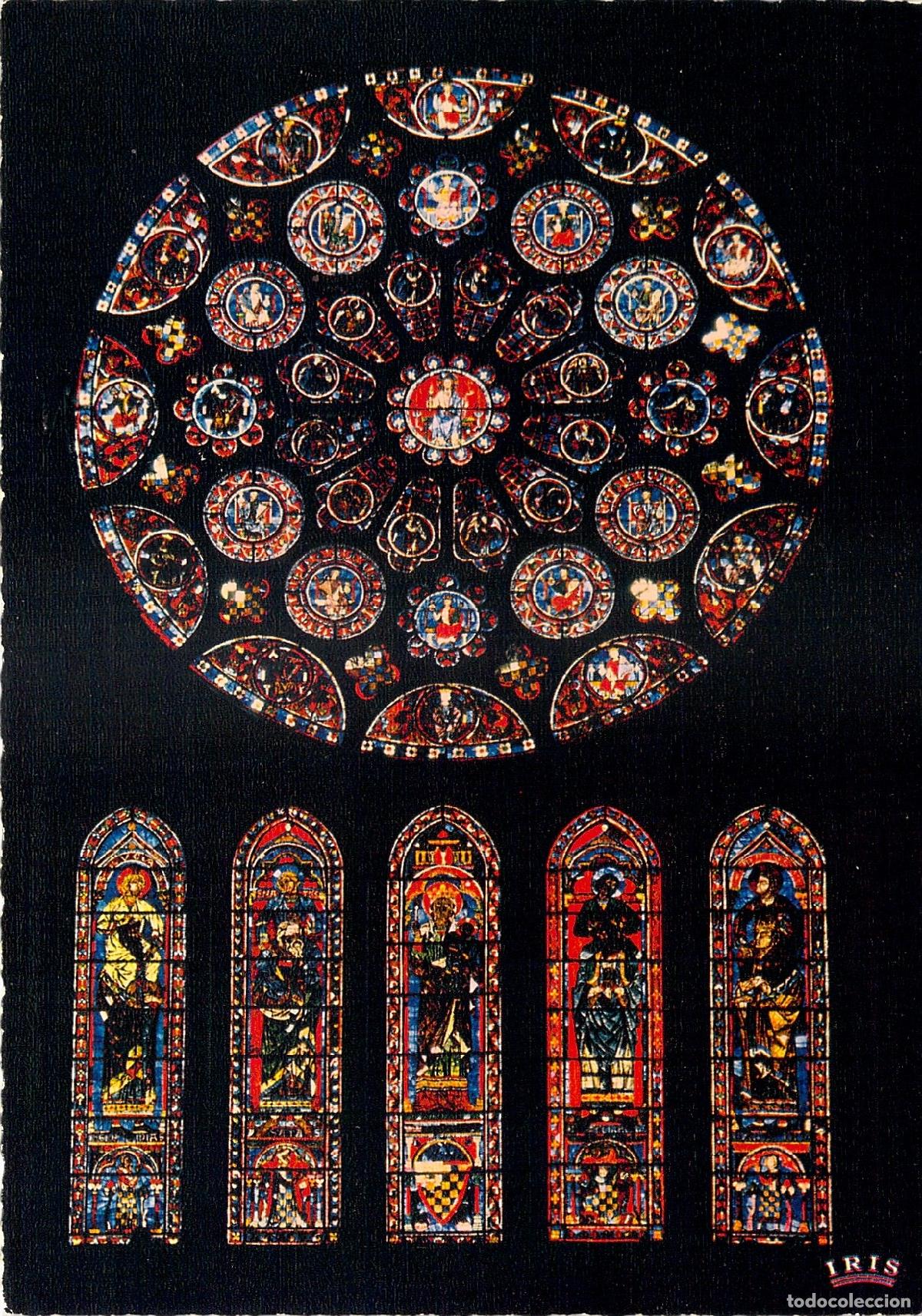 Postales: Postal de la Catedral de Chartres, Roset&oacute;n Sur y Vitrales