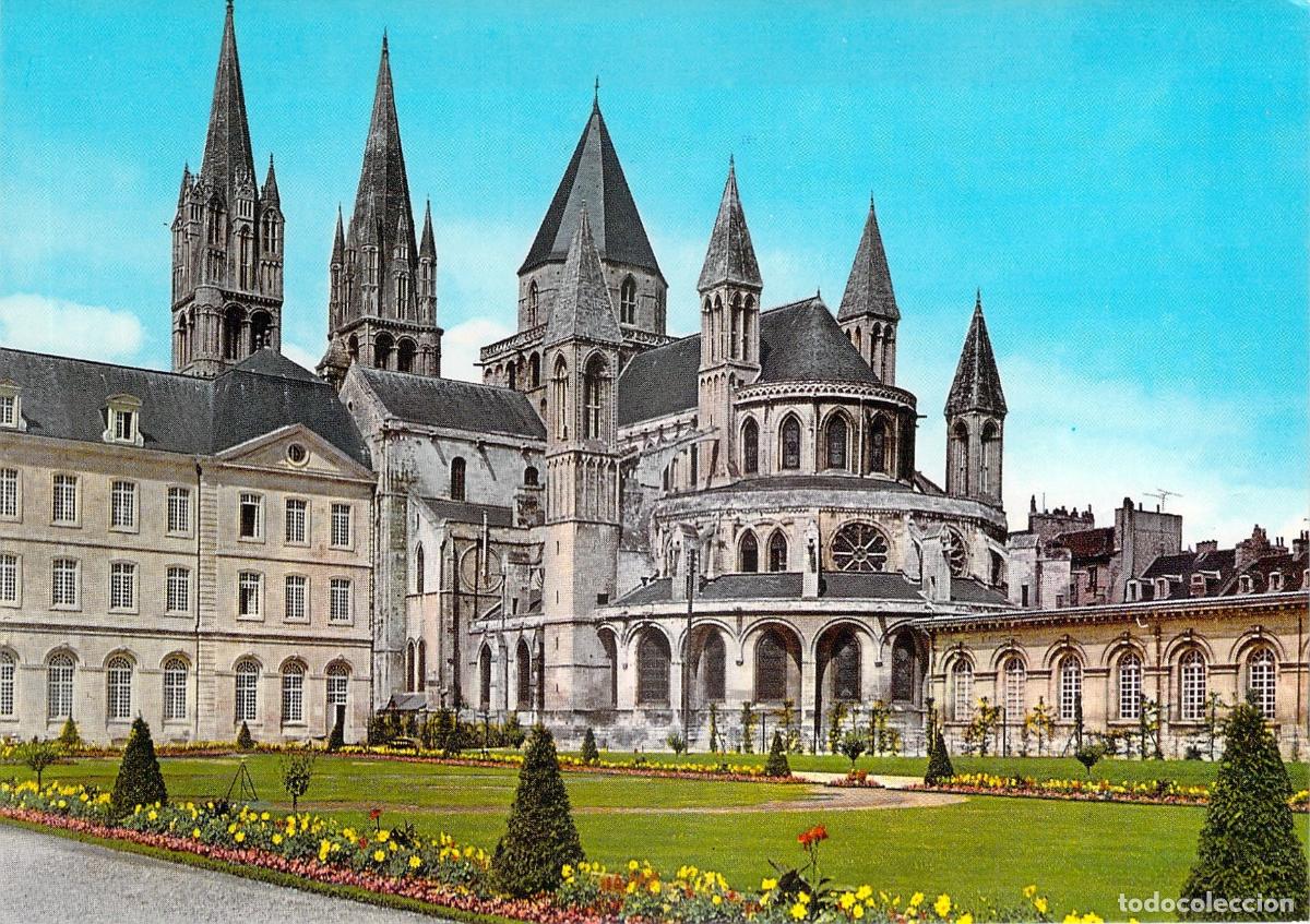 Postkarten: Postal Abbaye aux Hommes y Jardines en Caen