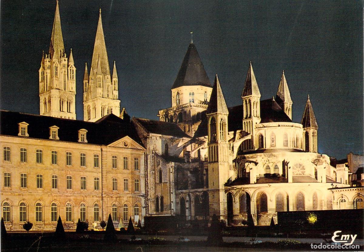 Postkarten: Postal de Caen: Abad&iacute;a de los Hombres y San Esteban Iluminadas