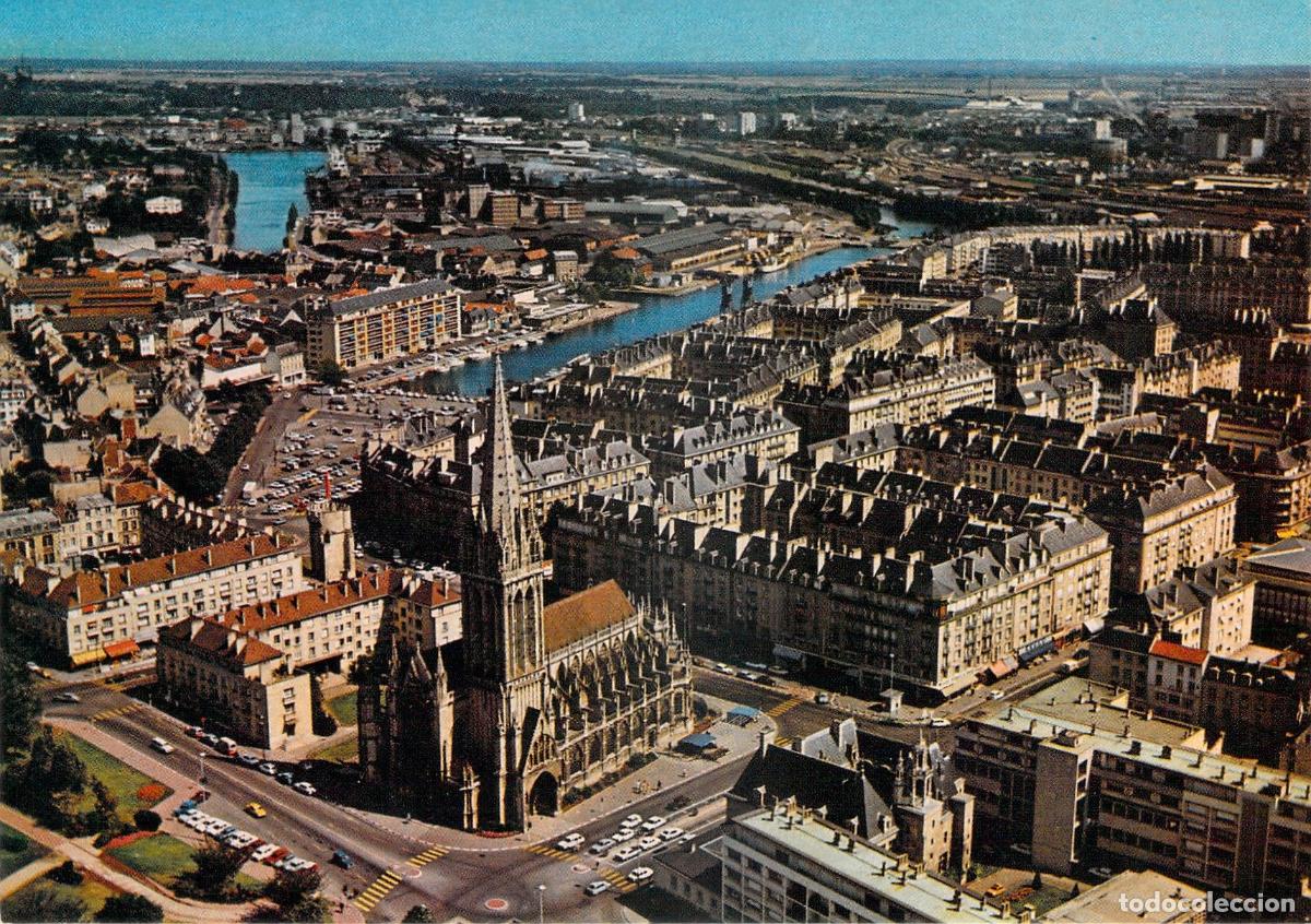 Postkarten: Postal de Caen - Iglesia de San Pedro y el Puerto, Vista A&eacute;rea