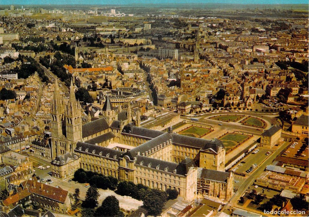 Postkarten: Postal Vista A&eacute;rea de Caen: Abbaye aux Hommes y Ayuntamiento