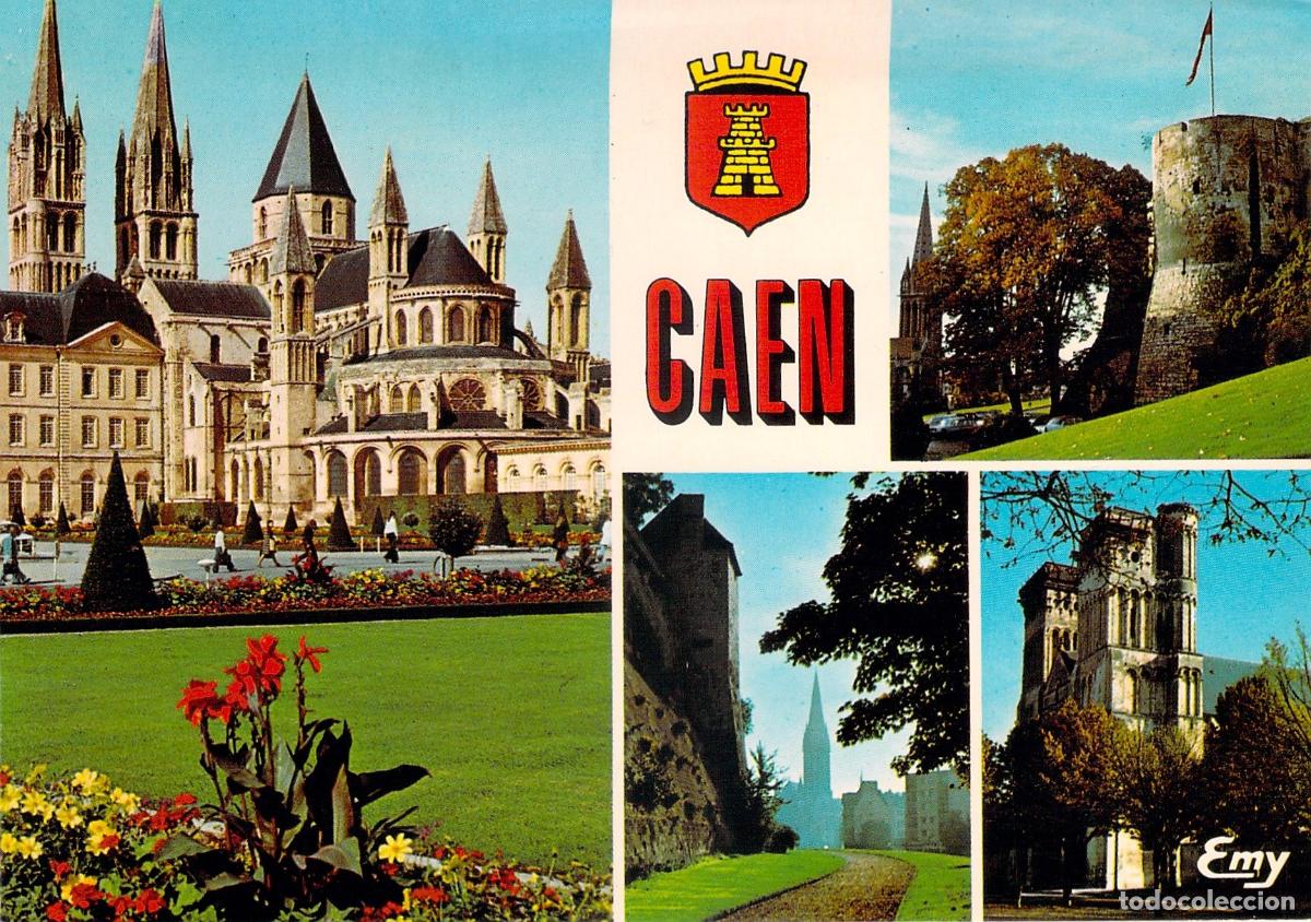 Postales: Postal Multivista de Caen con Escudo y Monumentos Hist&oacute;ricos
