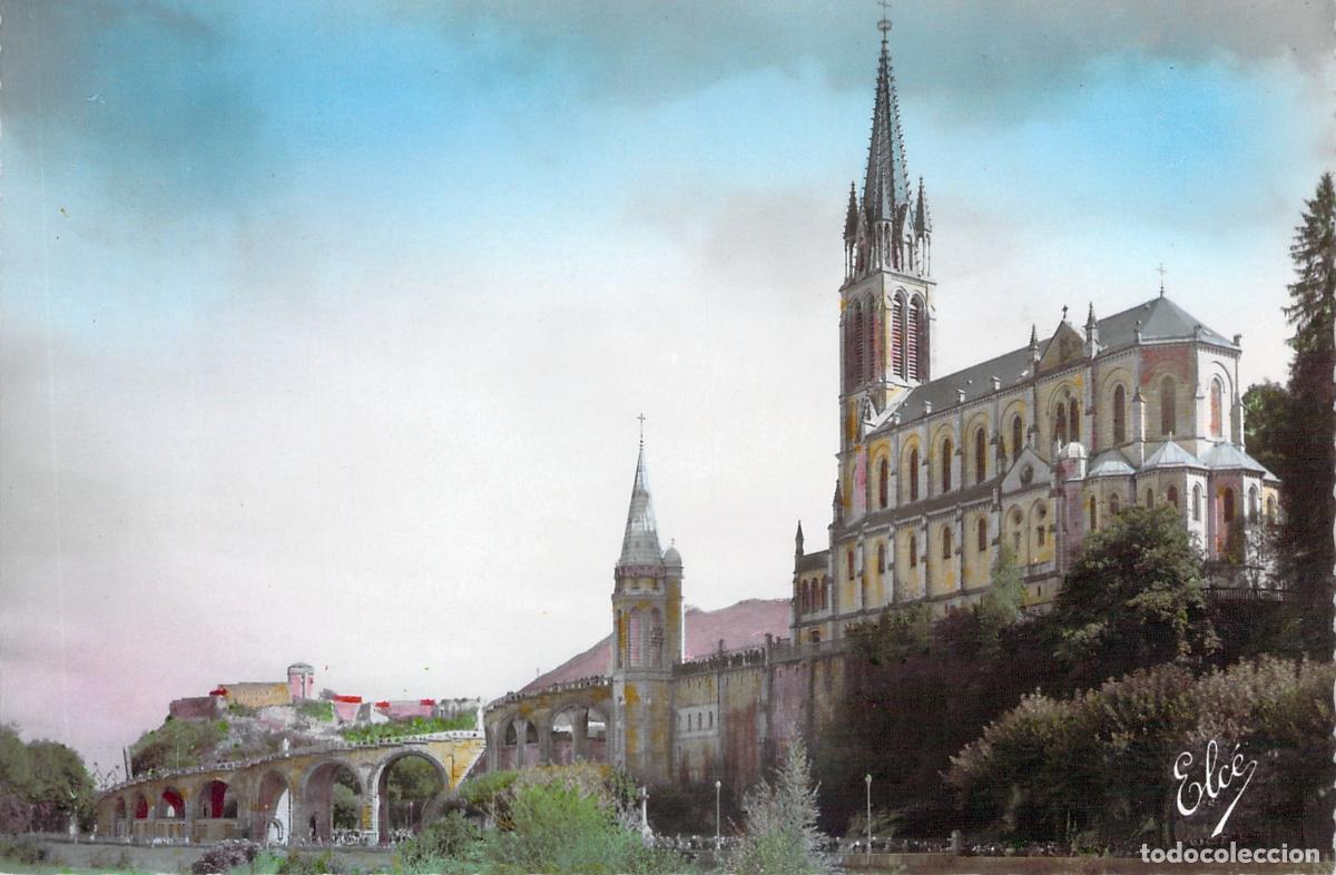 Postales: Postal de la Bas&iacute;lica y el Castillo de Lourdes, Francia