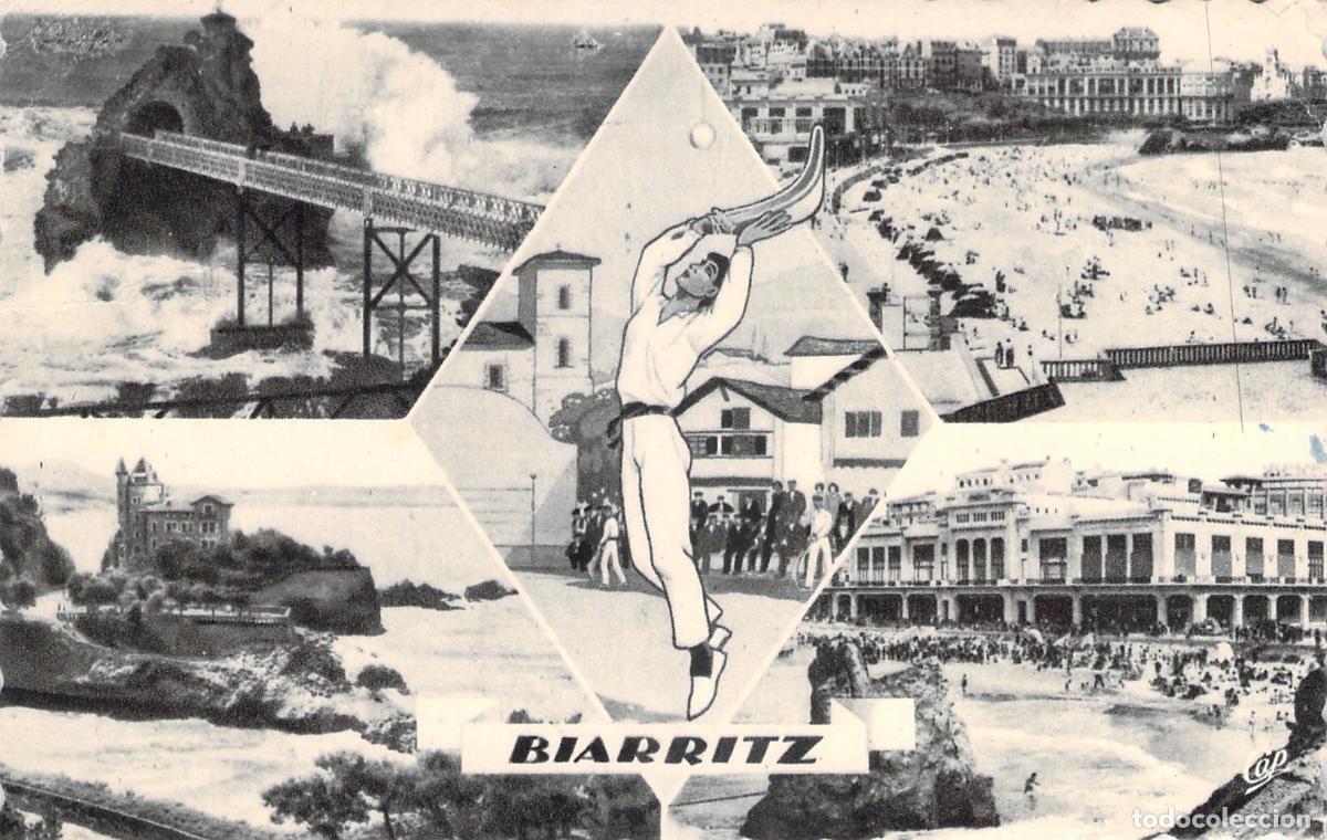 Postales: Postal Multivista de Biarritz con Pelotari de Pelota Vasca