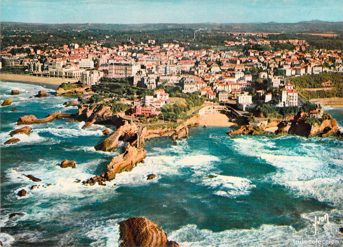 Postales: Postal de Biarritz Vista A&eacute;rea General y Rocher de la Vierge Francia
