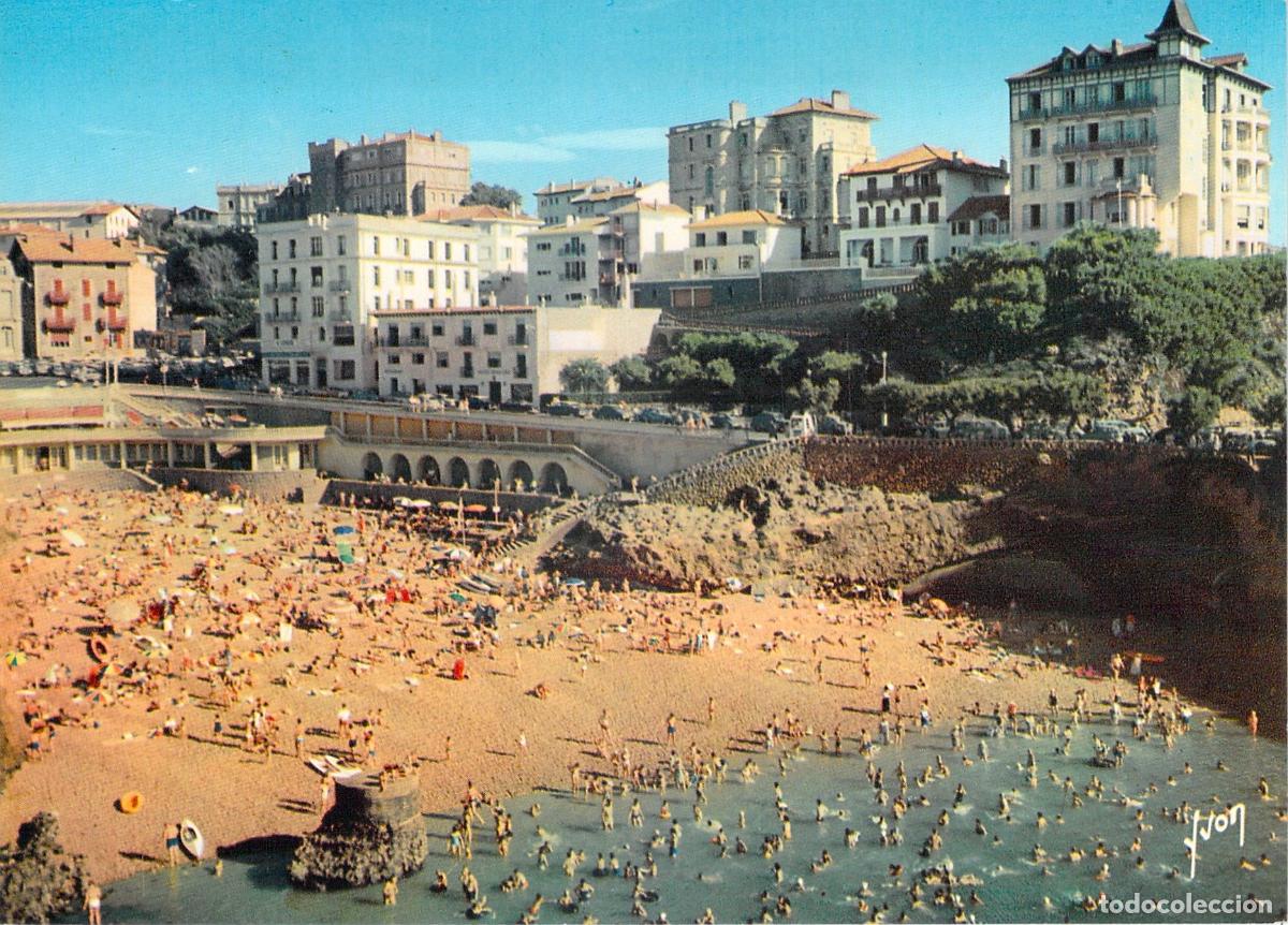 Postales: Postal de la Playa del Port-Vieux en Biarritz, Costa de Francia