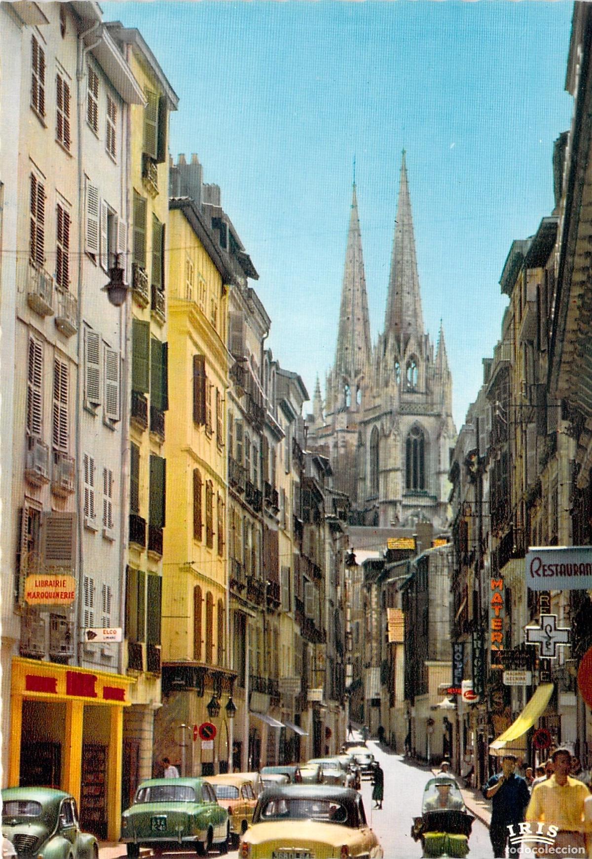 Cartes Postales: Postal de Bayona: Calle Port Neuf y la Catedral
