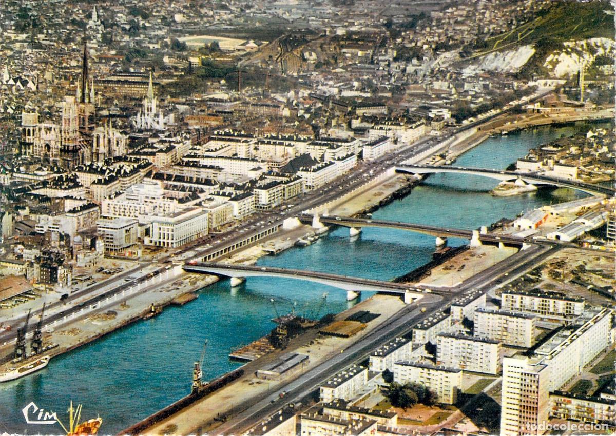 Cartes Postales: Postal de Vista A&eacute;rea de Rouen y los Tres Puentes, Francia
