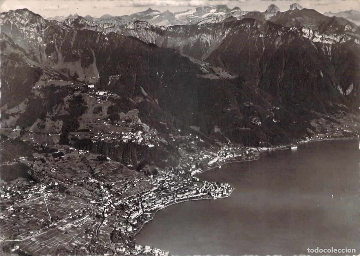 Postales: Postal Vista A&eacute;rea de Montreux y Caux en Suiza