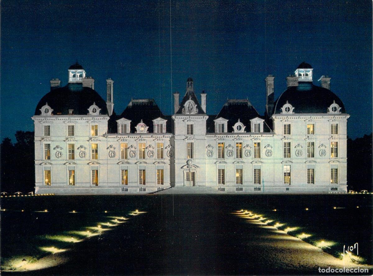 Postales: Postal del Ch&acirc;teau de Cheverny Iluminado por la Noche, Francia