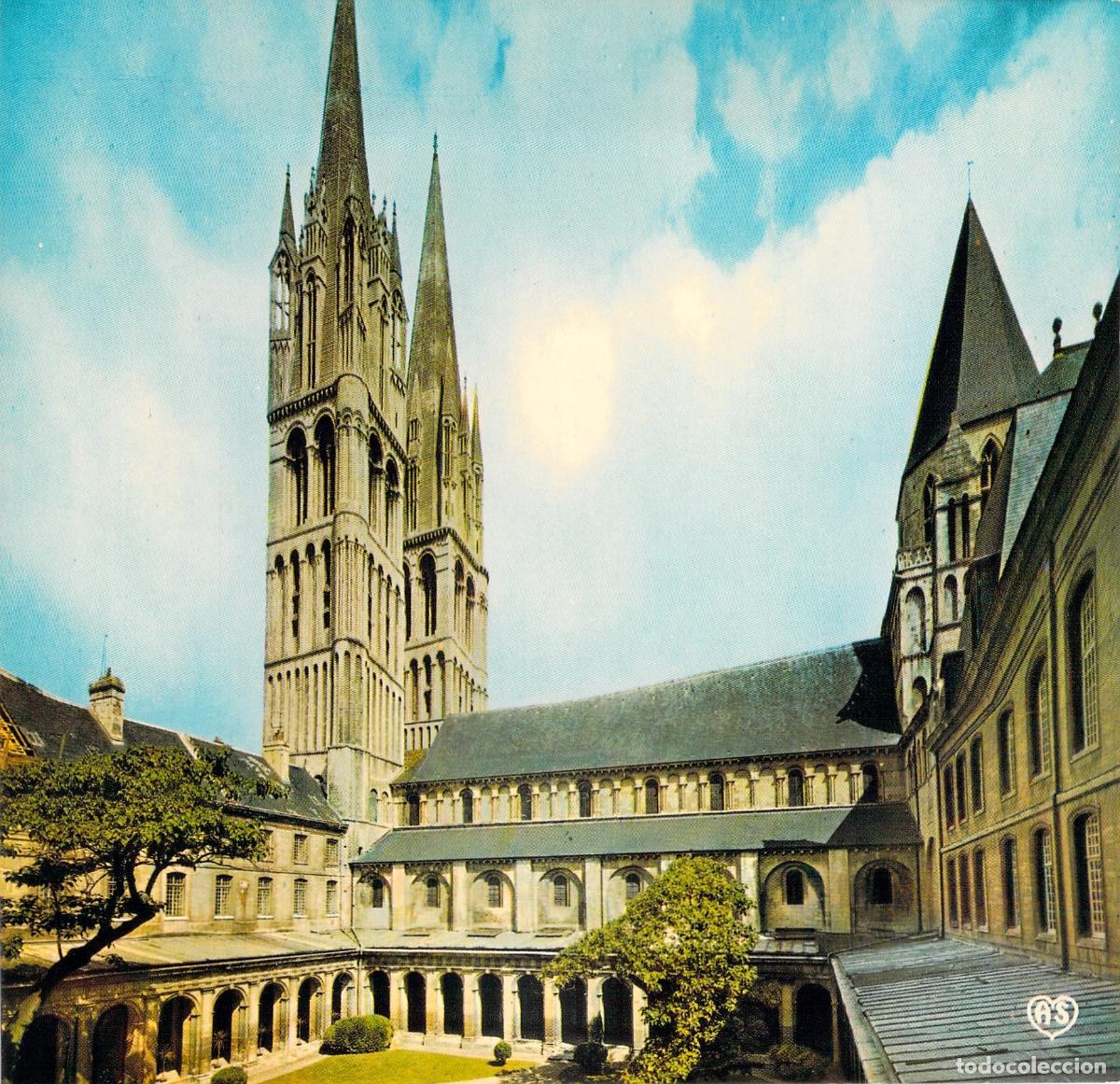 Postales: Postal de la Abad&iacute;a de los Hombres y Claustro de Caen, Francia
