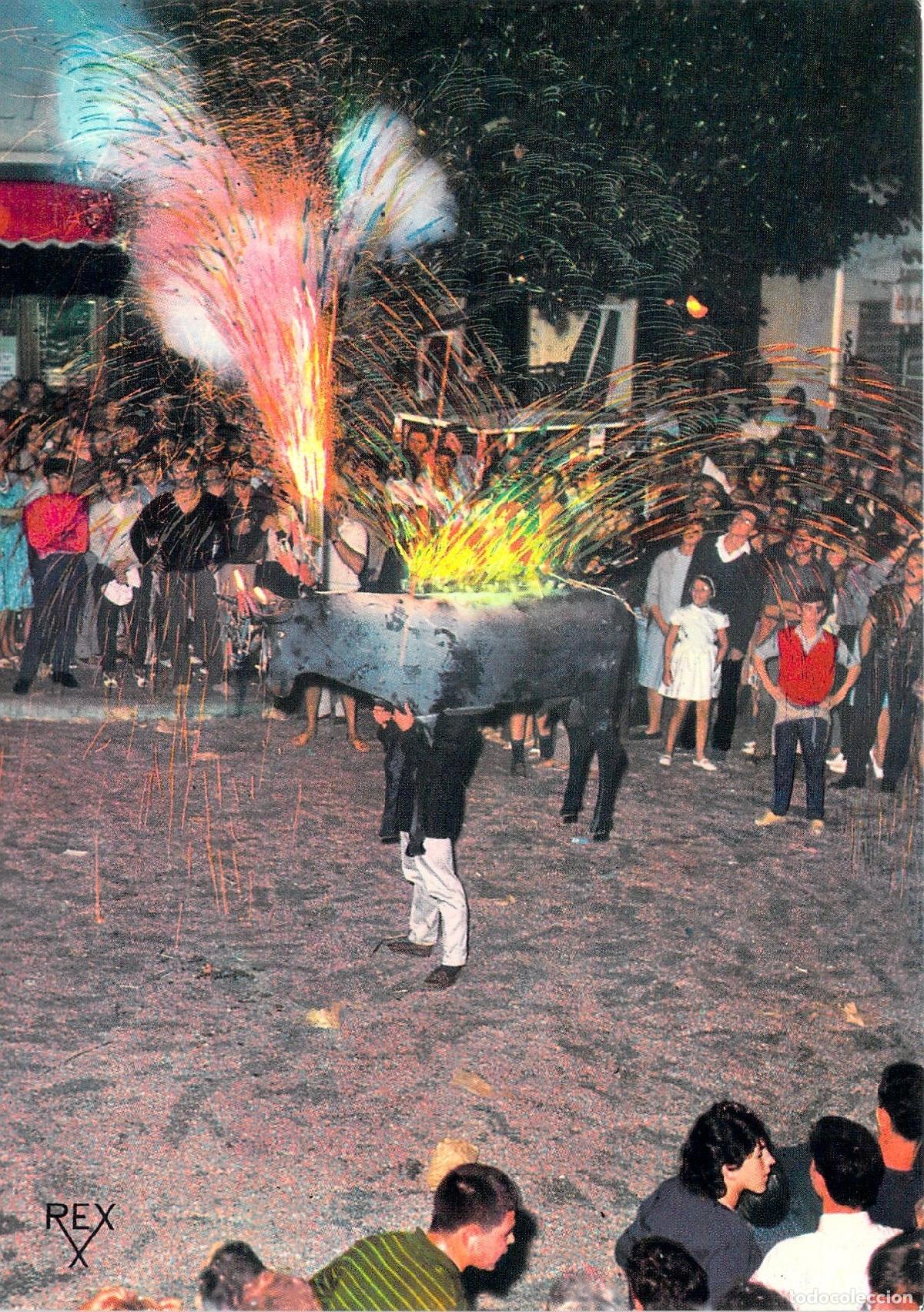 Postales: Postal Toro de Fuego Fiesta Popular Costa Vasca