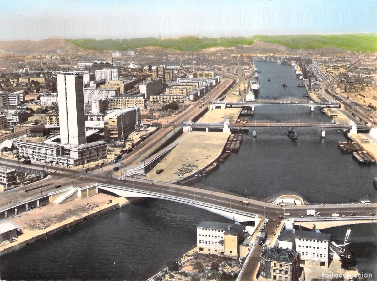 Postales: Postal de Rouen Vista A&eacute;rea del R&iacute;o Sena y Puentes Francia