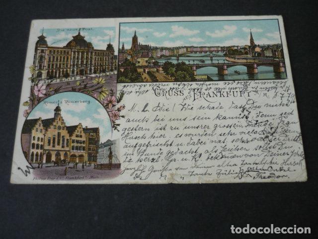 Postales: FRANKFURT ALEMANIA POSTAL CROMOLITOGAFICA IN DIVIDIR GRUSS AUS