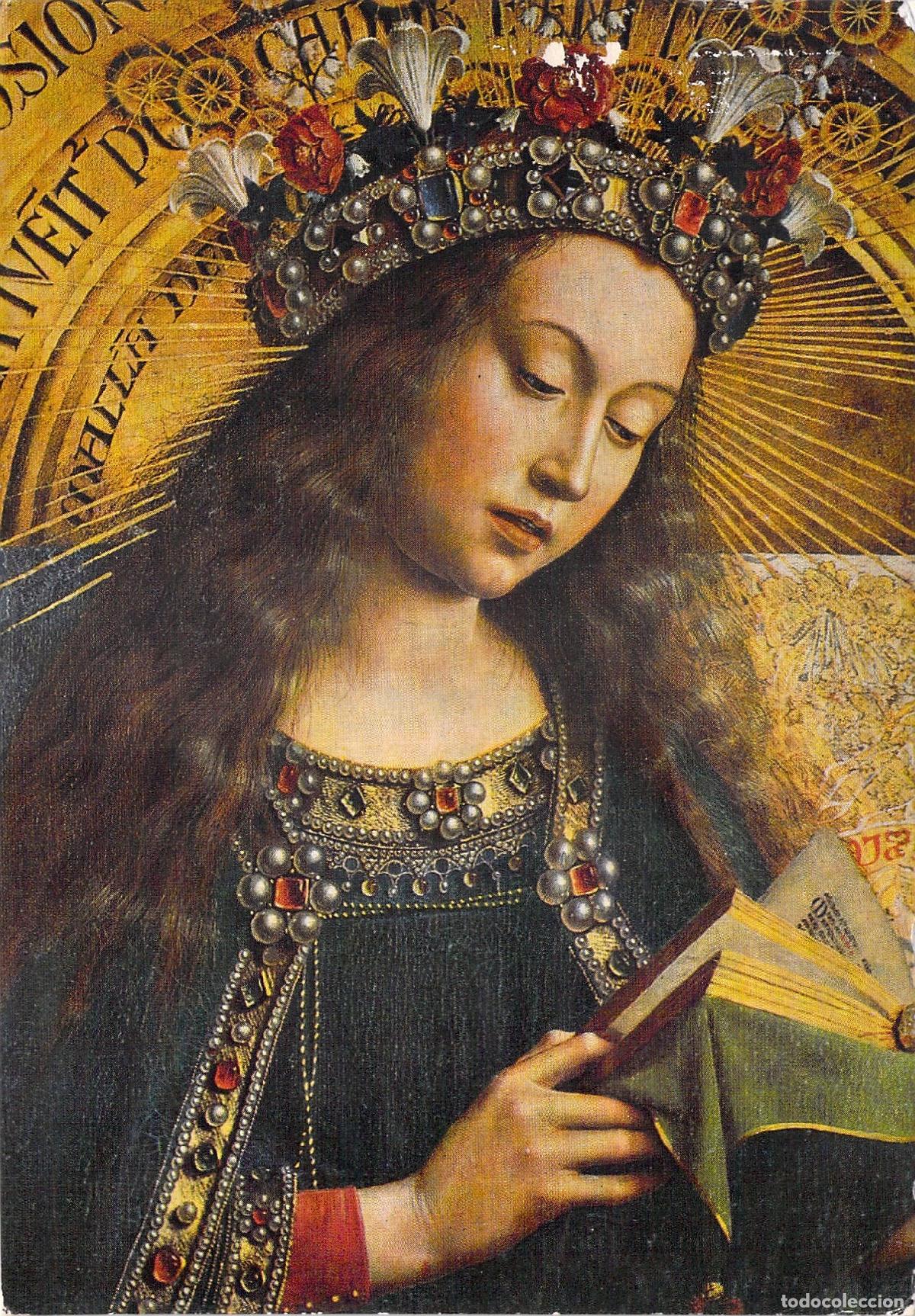 Postales: Postal de la Virgen Mar&iacute;a por Van Eyck Gante B&eacute;lgica