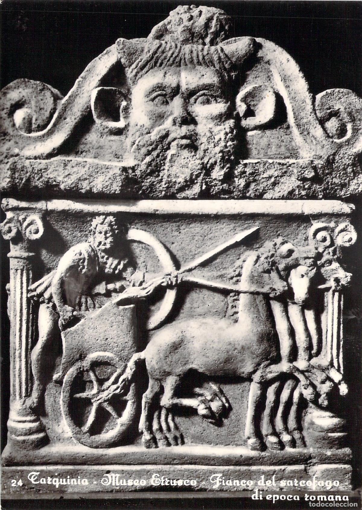 Postales: Postal de Tarquinia, Museo Etrusco, Sarc&oacute;fago de &Eacute;poca Romana