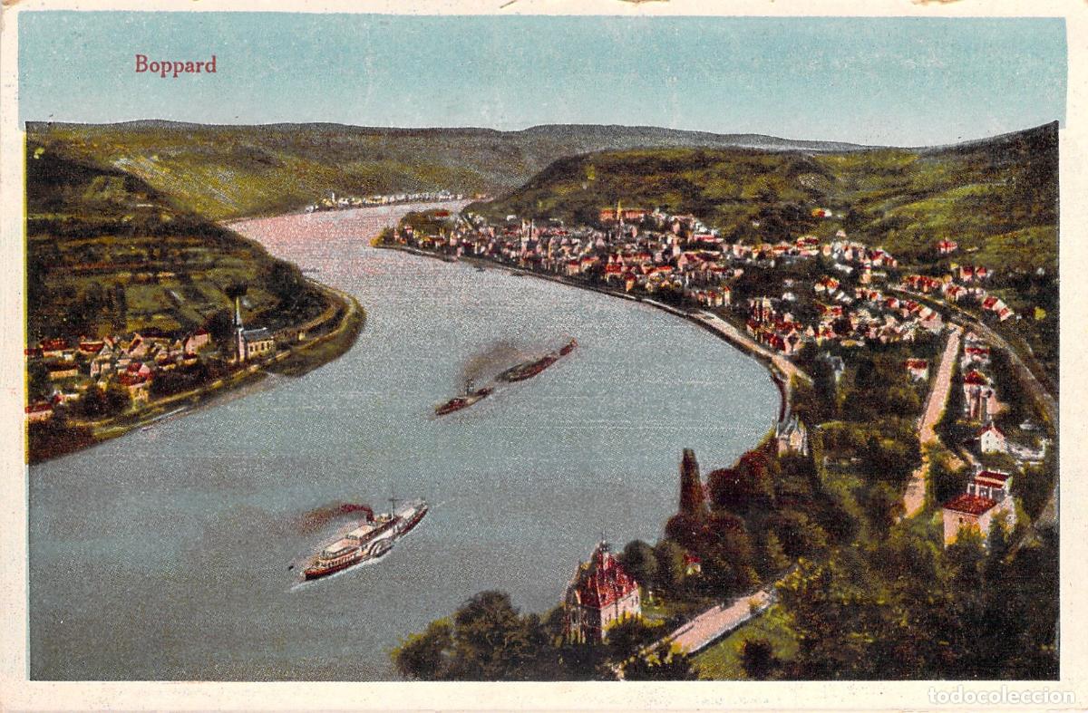 Postales: Postal de Boppard y el R&iacute;o Rin con Barcos de Vapor
