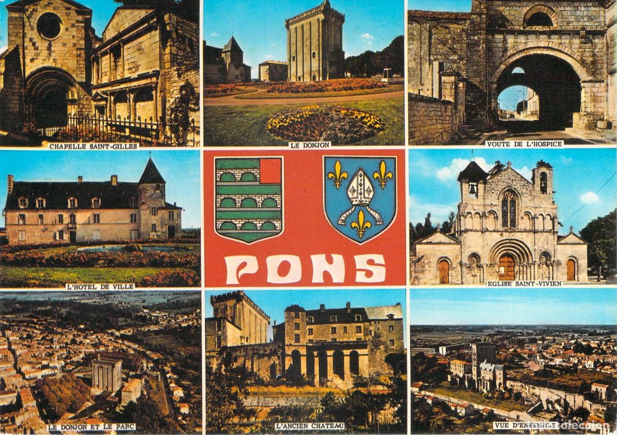 Cartes Postales: Postal Multivista de Pons con Escudo y Monumentos
