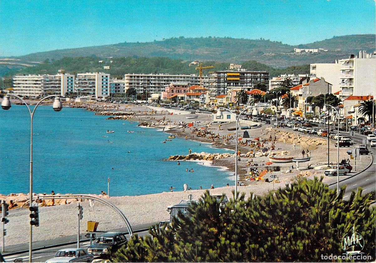 Cartes Postales: Postal de la Playa de Cros de Cagnes en la Costa Azul