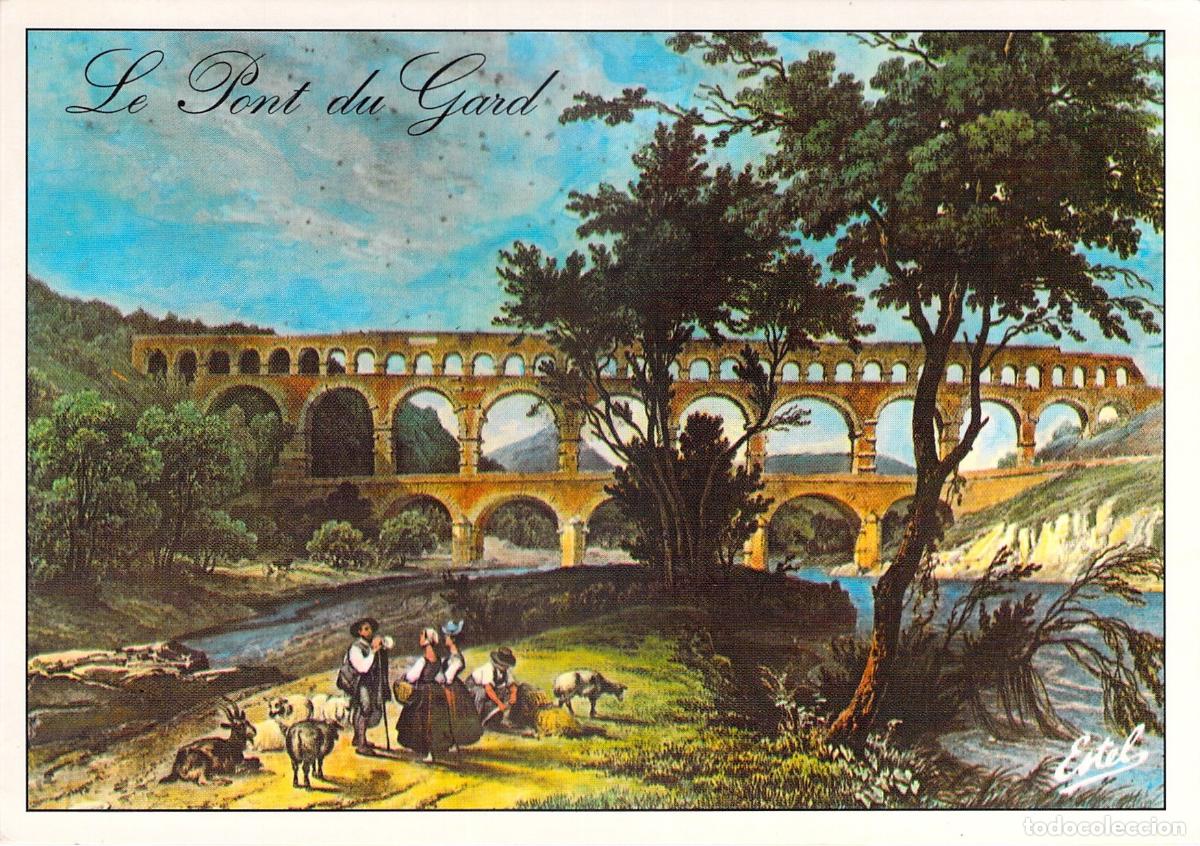 Cartes Postales: Postal del Pont du Gard Ilustraci&oacute;n del Acueducto Romano