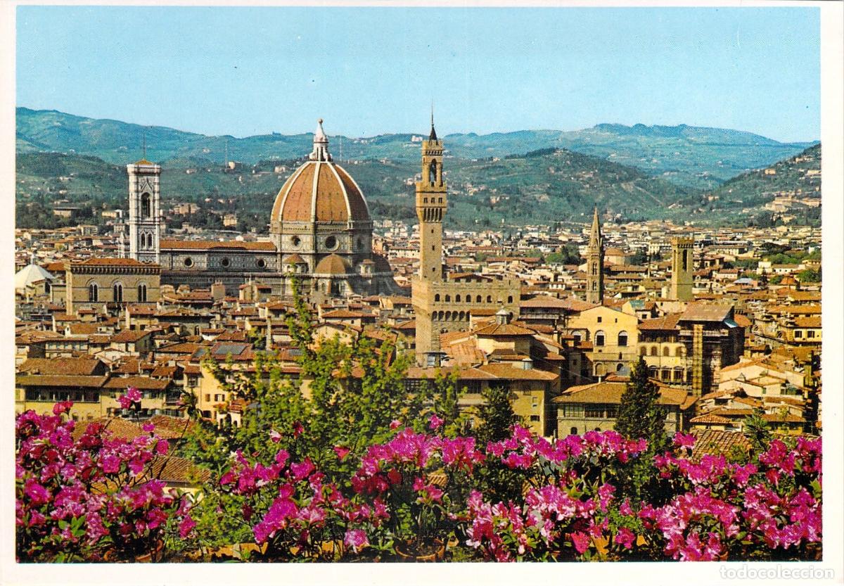 Postkarten: Postal de Florencia con Vista Panor&aacute;mica del Duomo y Palazzo Vecchio