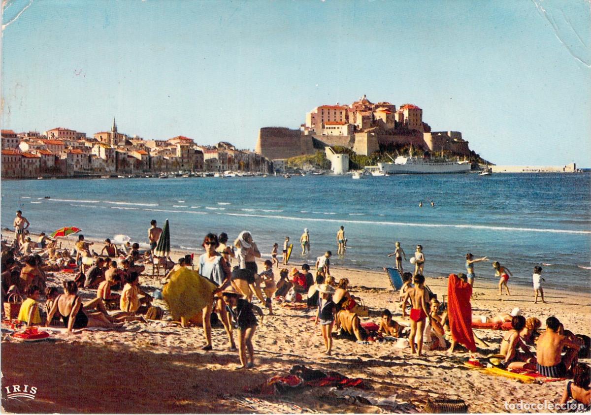 Postales: Postal de Calvi, C&oacute;rcega: Vista de la Playa y la Ciudadela