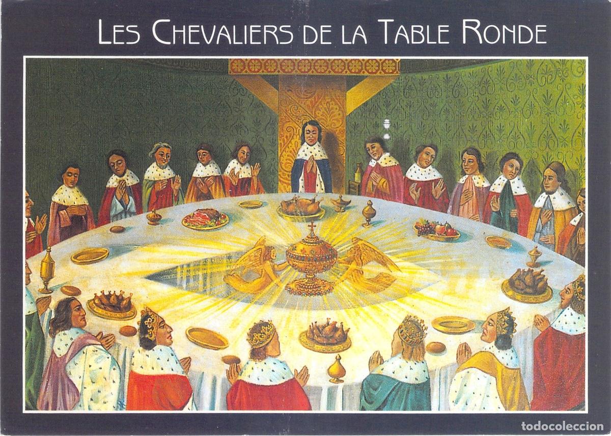 Postales: Postal de los Caballeros de la Mesa Redonda y el Santo Grial