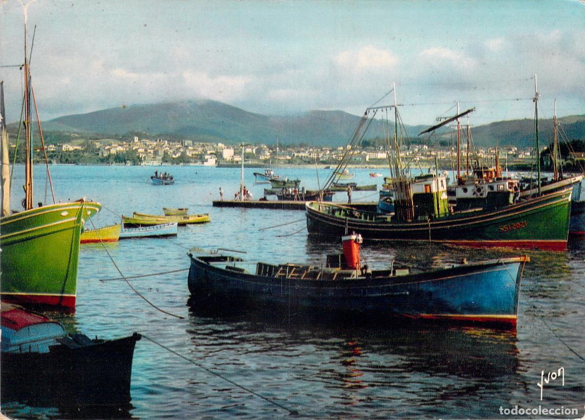Postales: Postal de Hendaya, barcos en el puerto desde Hondarribia