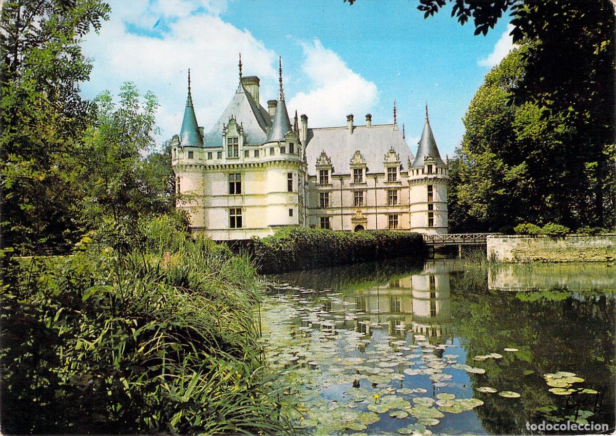 Postales: Postal del Castillo de Azay-le-Rideau en Touraine, Francia