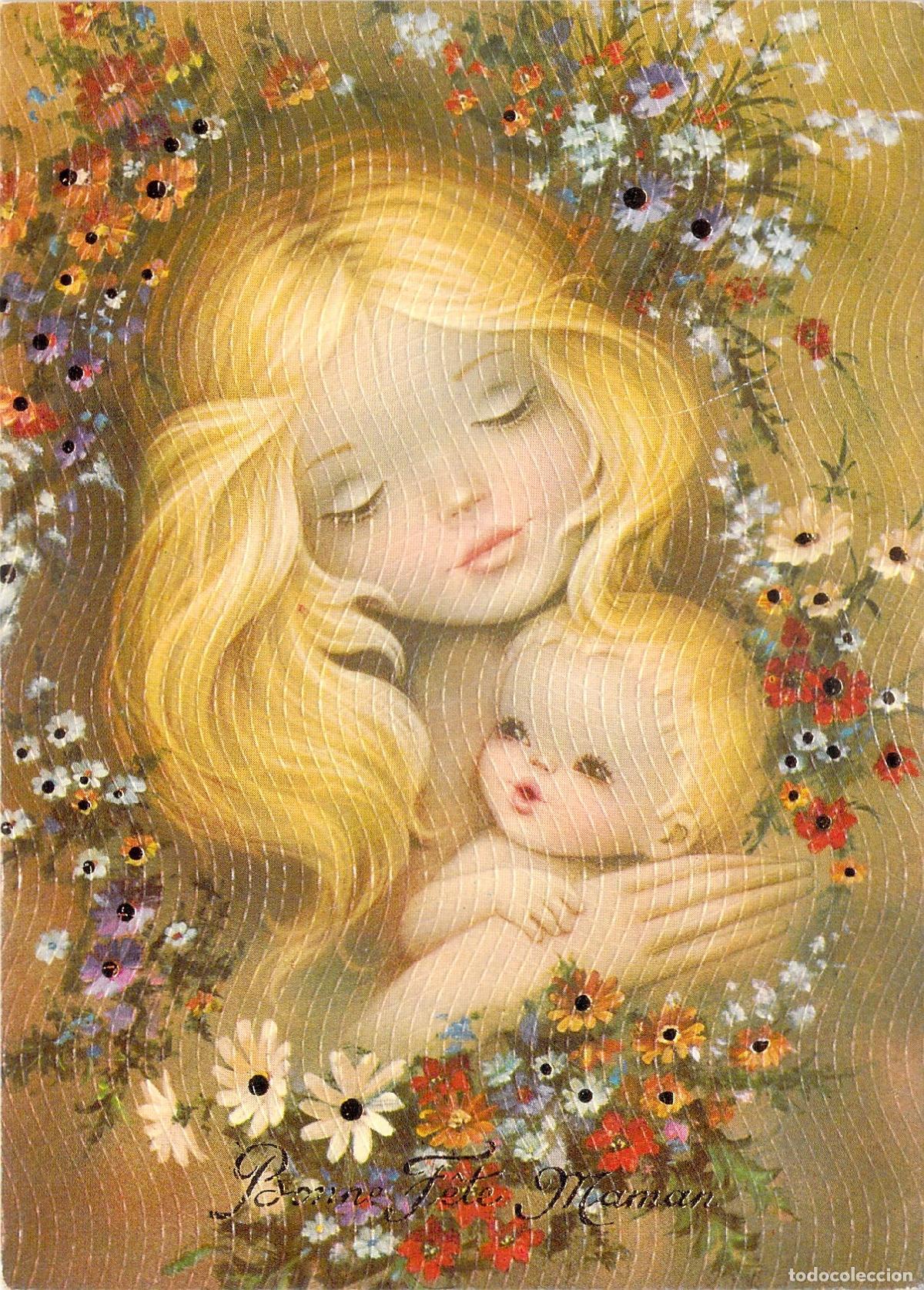 Postkarten: Postal Ilustrada de Madre y Beb&eacute; Bonne F&ecirc;te Maman M.D. Par&iacute;s