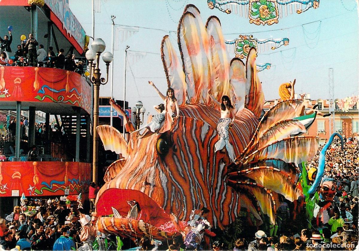 Postkarten: Postal del Carnaval de Niza, Carroza de Pez Gigante, Francia