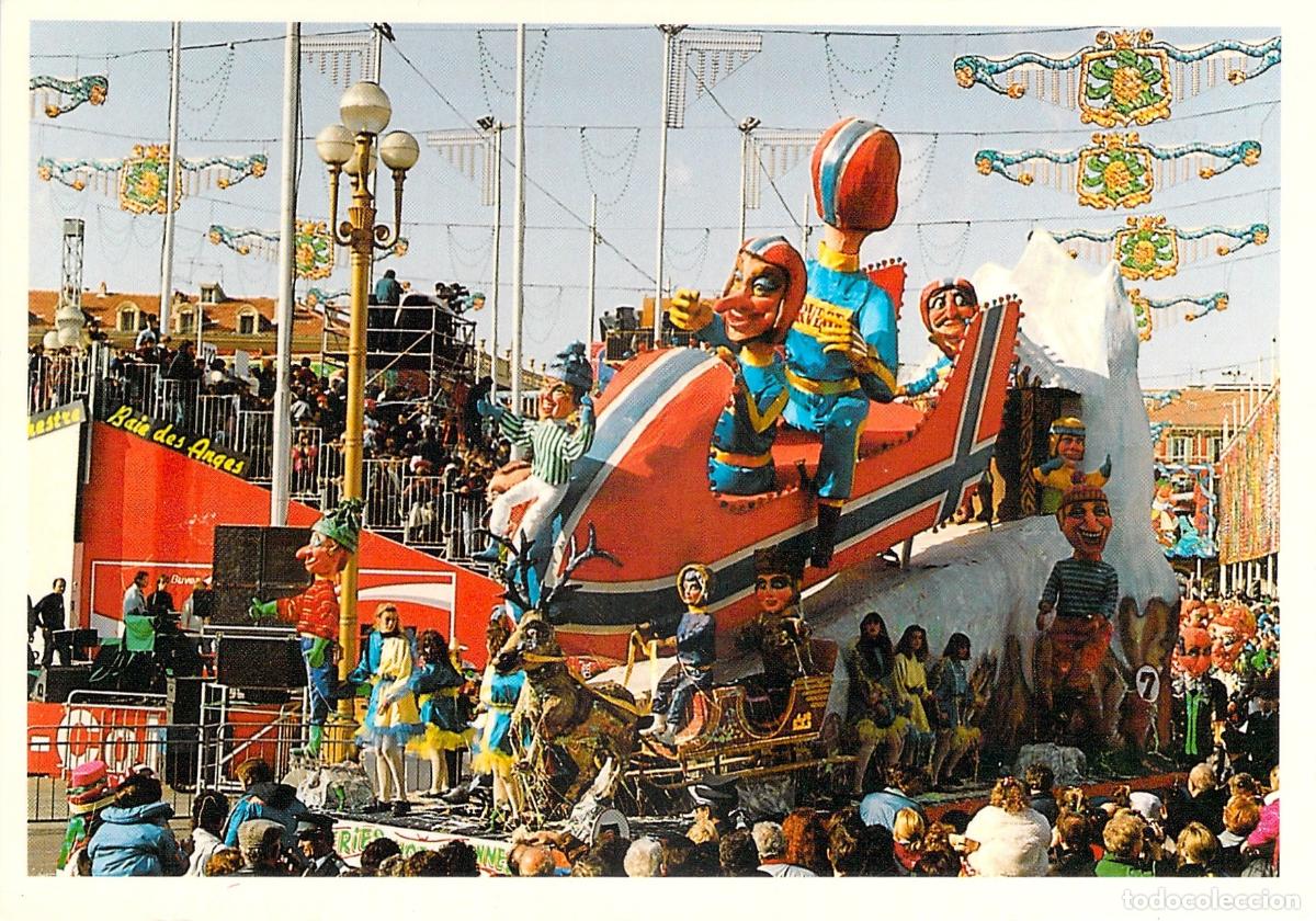 Postkarten: Postal del Carnaval de Niza con Colorida Carroza Aleg&oacute;rica