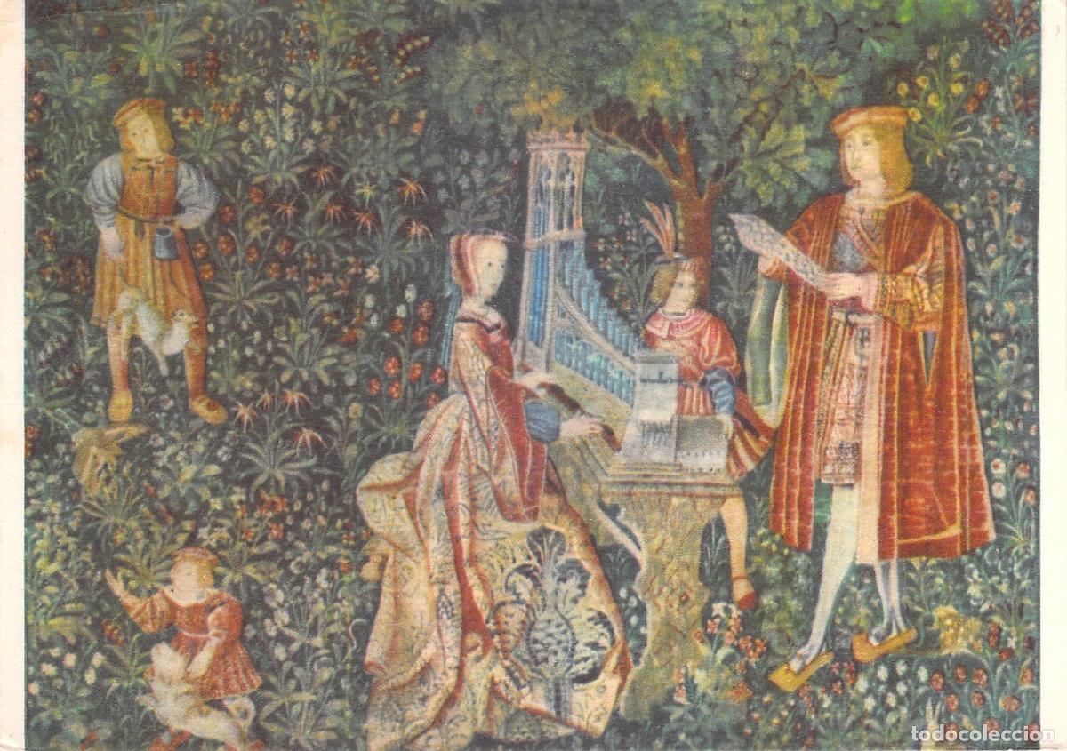 Postkarten: Postal Tapiz Dame de Rohan Dame a l'Orgue Angers Francia