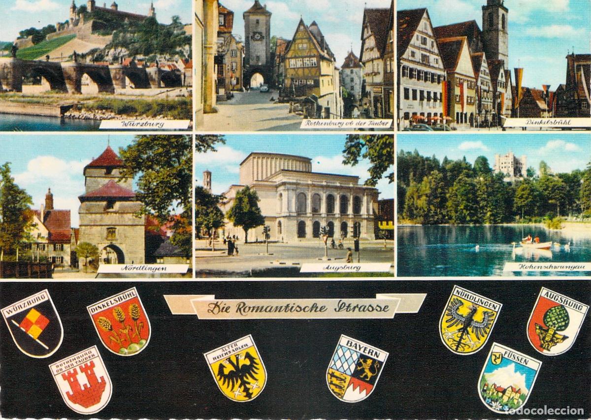 Postkarten: Postal Multivista de la Ruta Rom&aacute;ntica de Baviera, Alemania