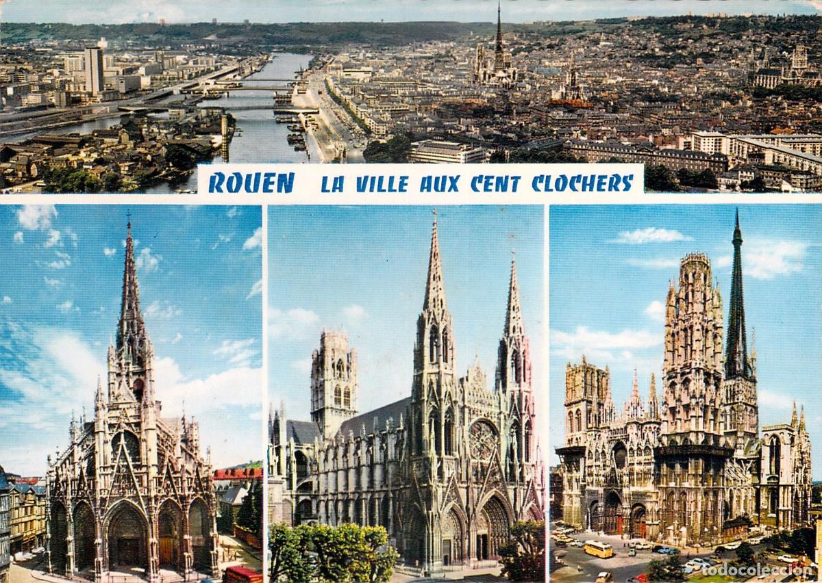 Postales: Postal Multi-vista de Rouen: Catedral e Iglesias Hist&oacute;ricas