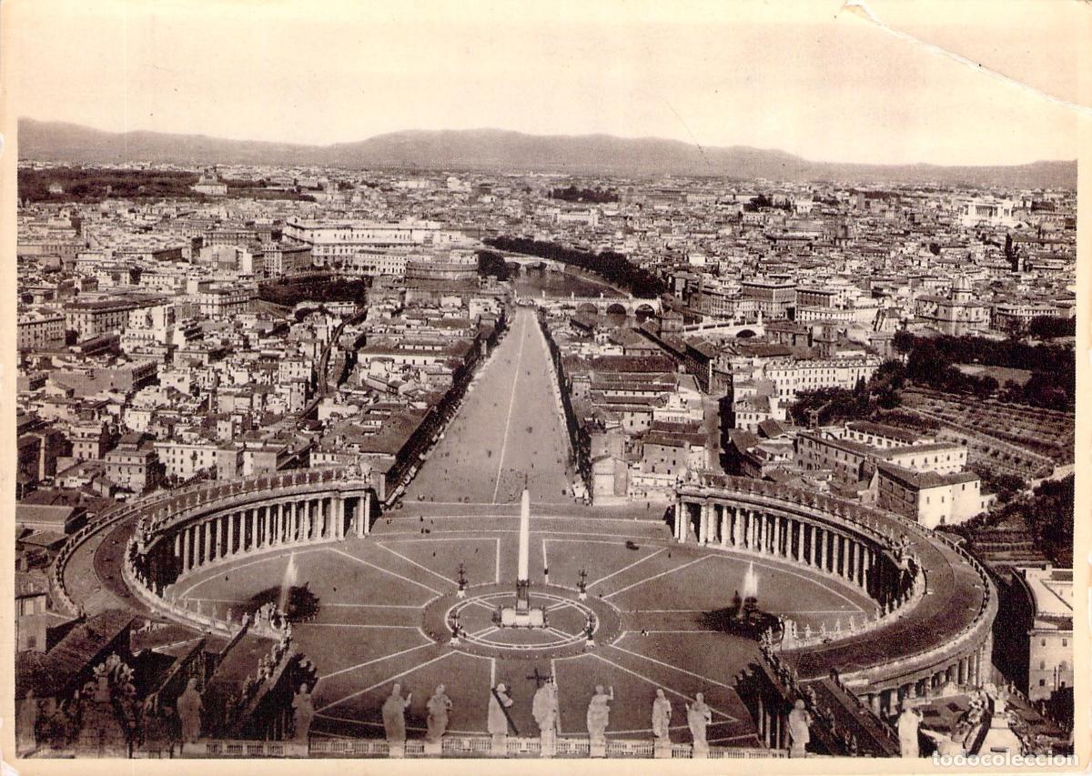 Postales: Postal Panorama de la Plaza de San Pedro en Roma Italia